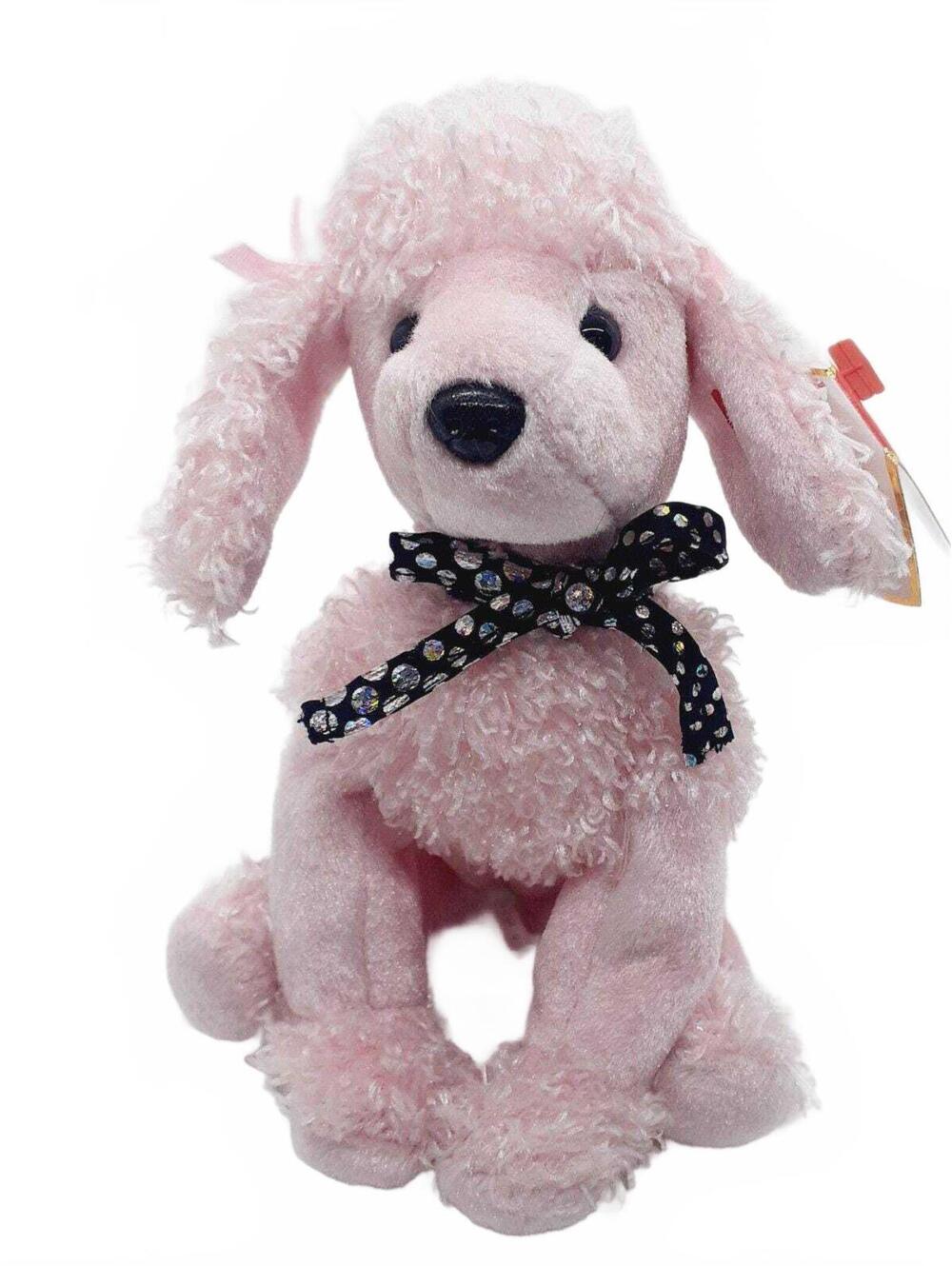 Vintage TY Brigitte the Pink Poodle Dog Beanie Baby Plush Dog 8"